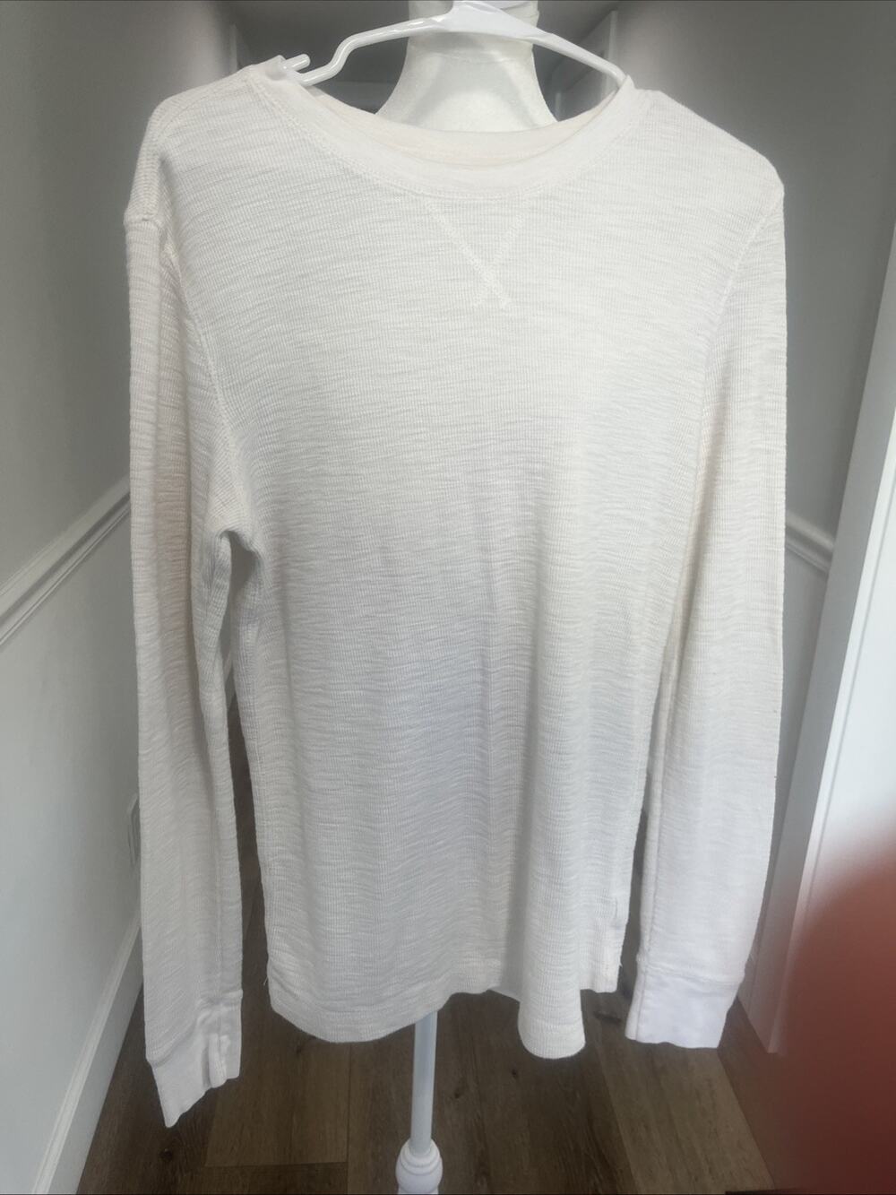 Womens Cotton Long Sleeve T Shirt Crew Neck Sz Small Cotton India Vtg Slub Knit